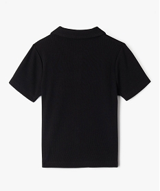 polo a manches courtes en maille cotelee fille noir standard tee-shirtsG670701_3