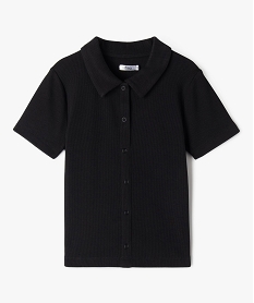 polo a manches courtes en maille cotelee fille noir standard tee-shirtsG670701_4