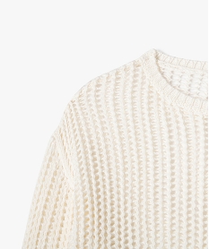 pull court et loose en large maille ajouree fille blanc chine pullsG670901_2