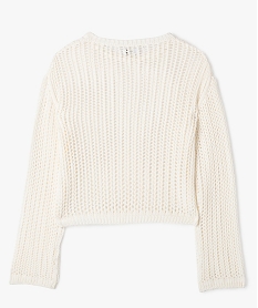 pull court et loose en large maille ajouree fille blanc chine pullsG670901_3