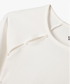 tee-shirt court a manches courtes ouvert aux emmanchures fille blanc tee-shirtsG671001_2