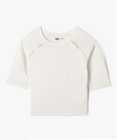 tee-shirt court a manches courtes ouvert aux emmanchures fille blanc tee-shirtsG671001_4