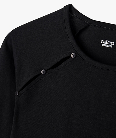 tee-shirt court a manches courtes ouvert aux emmanchures fille noir standard tee-shirtsG671101_2