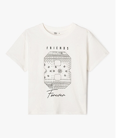 GEMO Tee-shirt à manches courtes avec motif poitrine fille Beige