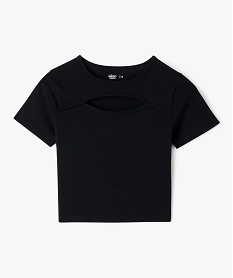 tee-shirt a manches courtes avec ouverture sur le buste fille noir standard tee-shirtsG671401_4