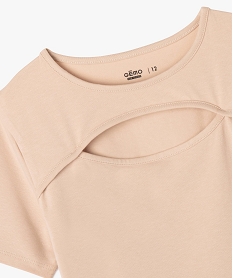 tee-shirt a manches courtes avec ouverture sur le buste fille beige standard tee-shirtsG671501_2