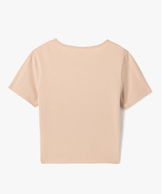 tee-shirt a manches courtes avec ouverture sur le buste fille beige standard tee-shirtsG671501_3