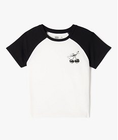 tee-shirt manches courtes bicolore coupe courte fille noir standard tee-shirtsG671601_4