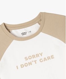 tee-shirt manches courtes bicolore coupe courte fille beige standard tee-shirtsG671801_2
