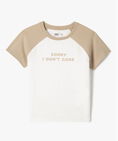 tee-shirt manches courtes bicolore coupe courte fille beige standard tee-shirtsG671801_4