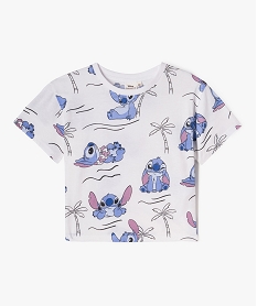 GEMO Tee-shirt manches courtes oversize à motif Stitch fille - Disney blanc standard