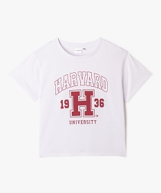 GEMO Tee-shirt manches courtes avec inscription fille - Harvard University blanc standard