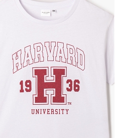 tee-shirt manches courtes avec inscription fille - harvard university blanc standard tee-shirtsG672801_2