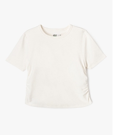 GEMO Tee-shirt manches courtes crop top à fronces fille blanc vif