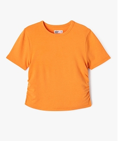 GEMO Tee-shirt manches courtes crop top à fronces fille orange standard
