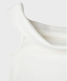 tee-shirt sans manches a col bardot en maille cotelee fille blanc chine tee-shirtsG673601_2