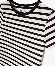 tee-shirt manches courtes coupe courte a rayures fille imprime tee-shirtsG674501_2