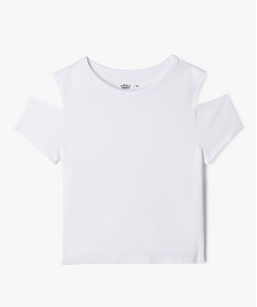GEMO Tee-shirt manches courtes avec épaules dénudées fille blanc standard