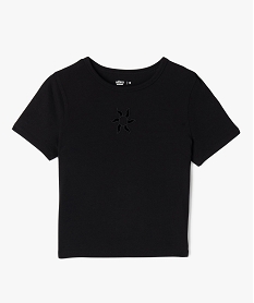 GEMO Tee-shirt court à manches courtes avec motif ajouré fille noir standard