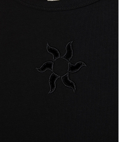 tee-shirt court a manches courtes avec motif ajoure fille noir standard tee-shirtsG674801_2