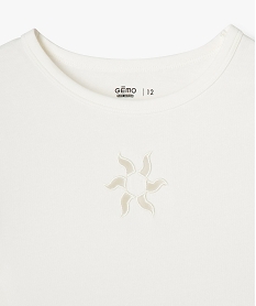 tee-shirt court a manches courtes avec motif ajoure fille beige tee-shirtsG674901_2