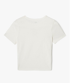 tee-shirt court a manches courtes avec motif ajoure fille beige tee-shirtsG674901_3