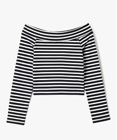 GEMO Tee-shirt manches longues avec col Bardot coupe courte femme Imprimé