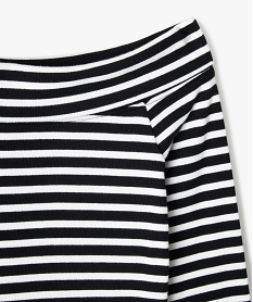tee-shirt manches longues avec col bardot coupe courte femme imprime tee-shirtsG675801_2