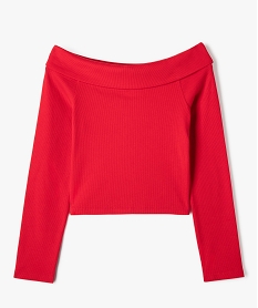 GEMO Tee-shirt manches longues avec col Bardot coupe courte femme rouge standard