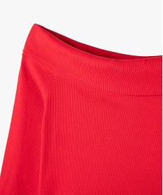tee-shirt manches longues avec col bardot coupe courte femme rouge standard tee-shirtsG676001_2