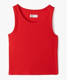 debardeur en maille cotelee coupe courte fille rouge vif debardeursG676101_4