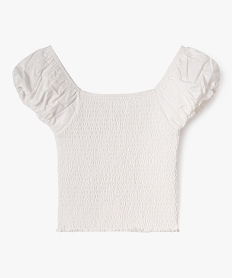 tee-shirt a smocks et col bardot fille blanc debardeursG676901_3