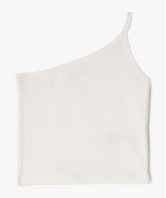 debardeur asymetrique en maille cotelee fille blanc chine debardeursG677201_4
