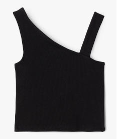 debardeur asymetrique en maille cotelee fille noir standard debardeursG677401_3