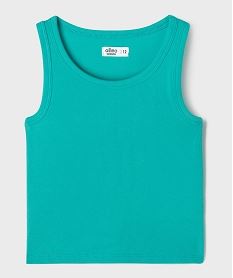 debardeur en maille cotelee coupe courte fille bleu debardeursG677701_4