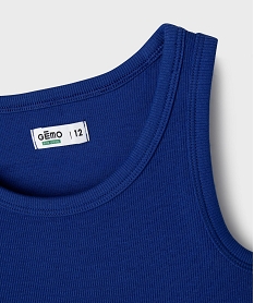 debardeur en maille cotelee coupe courte fille bleu vif debardeursG678001_2