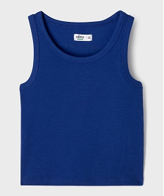 debardeur en maille cotelee coupe courte fille bleu vif debardeursG678001_4