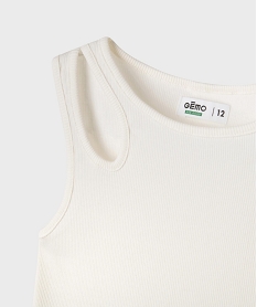 debardeur en maille cotelee extensible a bretelles ajourees fille beige debardeursG678101_2