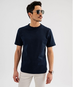 GEMO Tee-shirt manches courtes en coton uni homme Bleu