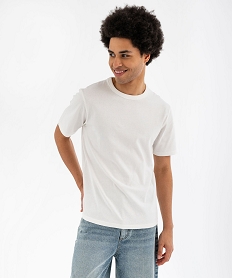GEMO Tee-shirt manches courtes en coton uni homme blanc standard