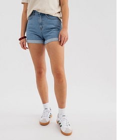 GEMO Short en jean coupe large taille haute femme Bleu