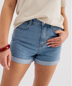 short en jean coupe large taille haute femme bleu shortsG680501_2