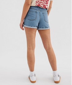 short en jean coupe large taille haute femme bleu shortsG680501_3