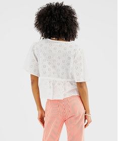blouse manches courtes en broderie anglaise a basque femme blanc chine blousesG680701_3