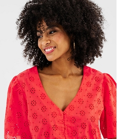 blouse manches courtes en broderie anglaise a basque femme rouge standard blousesG680801_2