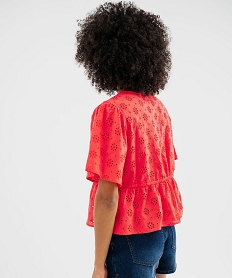 blouse manches courtes en broderie anglaise a basque femme rouge standard blousesG680801_3