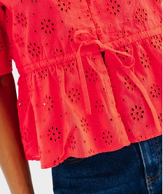 blouse manches courtes en broderie anglaise a basque femme rouge standard blousesG680801_4