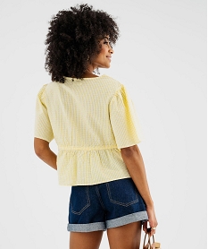 blouse manches courtes en seersucker a basque femme jaune standard blousesG680901_3