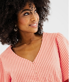 blouse manches courtes en seersucker a basque femme imprime blousesG681001_2