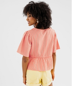 blouse manches courtes en seersucker a basque femme imprime blousesG681001_3